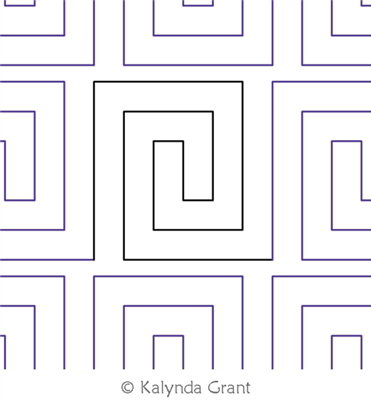 Greek Key Rectangle E2E by Kalynda Grant. This image demonstrates how this computerized pattern will stitch out once loaded on your robotic quilting system. A full page pdf is included with the design download.