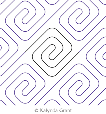 Greek Key Rounded Diamond E2E by Kalynda Grant. This image demonstrates how this computerized pattern will stitch out once loaded on your robotic quilting system. A full page pdf is included with the design download.