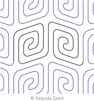 Greek Key Rounded Book E2E by Kalynda Grant. This image demonstrates how this computerized pattern will stitch out once loaded on your robotic quilting system. A full page pdf is included with the design download.
