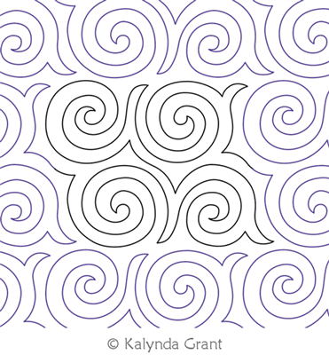 Hadley's Swirls E2E by Kalynda Grant. This image demonstrates how this computerized pattern will stitch out once loaded on your robotic quilting system. A full page pdf is included with the design download.