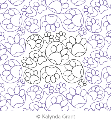 Paw Print Meander 1 E2E by Kalynda Grant. This image demonstrates how this computerized pattern will stitch out once loaded on your robotic quilting system. A full page pdf is included with the design download.