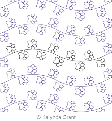 Paw Print Meander 1 E2E by Kalynda Grant. This image demonstrates how this computerized pattern will stitch out once loaded on your robotic quilting system. A full page pdf is included with the design download.