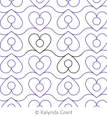 Pearls and Hearts 5 P2P by Kalynda Grant. This image demonstrates how this computerized pattern will stitch out once loaded on your robotic quilting system. A full page pdf is included with the design download.