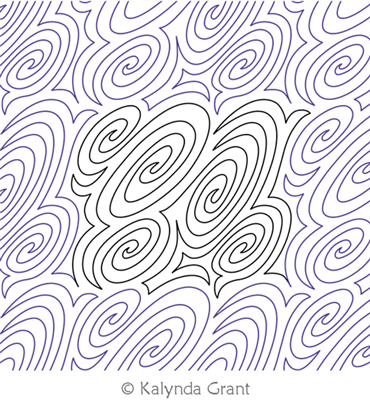 Puddle Swirls E2E by Kalynda Grant. This image demonstrates how this computerized pattern will stitch out once loaded on your robotic quilting system. A full page pdf is included with the design download.