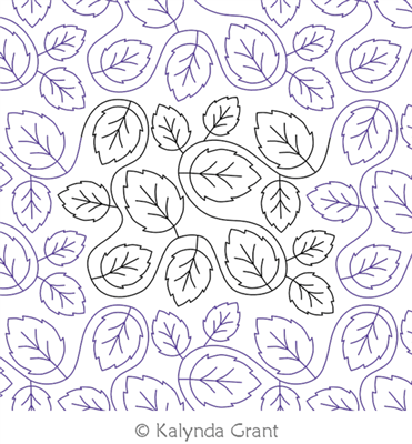 Red Alder Leaf Meander 1 E2E by Kalynda Grant. This image demonstrates how this computerized pattern will stitch out once loaded on your robotic quilting system. A full page pdf is included with the design download.