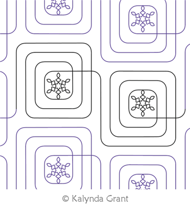 Rounded Echo Box Snowflake E2E by Kalynda Grant. This image demonstrates how this computerized pattern will stitch out once loaded on your robotic quilting system. A full page pdf is included with the design download.
