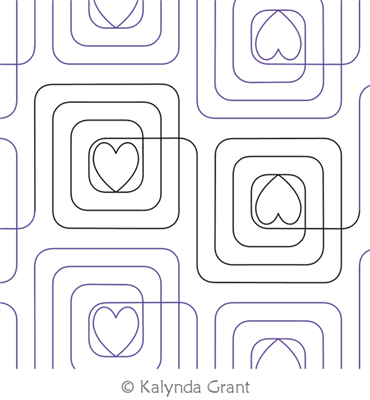 Rounded Echo Box Heart 2 E2E by Kalynda Grant. This image demonstrates how this computerized pattern will stitch out once loaded on your robotic quilting system. A full page pdf is included with the design download.