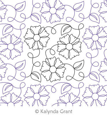 Spring Bloom Days E2E by Kalynda Grant. This image demonstrates how this computerized pattern will stitch out once loaded on your robotic quilting system. A full page pdf is included with the design download.