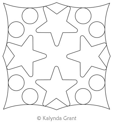 Stars and Pearls Block 1  by Kalynda Grant. This image demonstrates how this computerized pattern will stitch out once loaded on your robotic quilting system. A full page pdf is included with the design download.