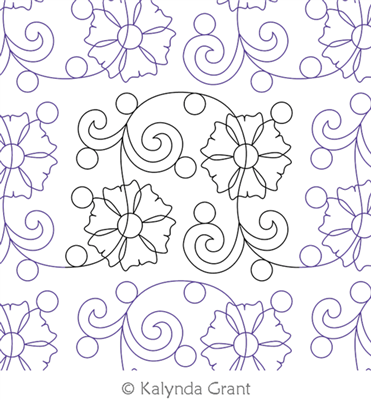 Sweet Spring Bloom E2E by Kalynda Grant. This image demonstrates how this computerized pattern will stitch out once loaded on your robotic quilting system. A full page pdf is included with the design download.