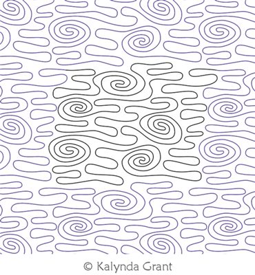 Swirly Water Meander E2E by Kalynda Grant. This image demonstrates how this computerized pattern will stitch out once loaded on your robotic quilting system. A full page pdf is included with the design download.
