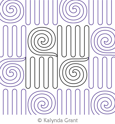 Wiggle Swirls E2E by Kalynda Grant. This image demonstrates how this computerized pattern will stitch out once loaded on your robotic quilting system. A full page pdf is included with the design download.