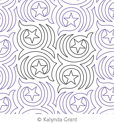 Windy Stars E2E by Kalynda Grant. This image demonstrates how this computerized pattern will stitch out once loaded on your robotic quilting system. A full page pdf is included with the design download.