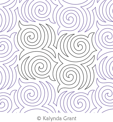 Windy Swirls E2E by Kalynda Grant. This image demonstrates how this computerized pattern will stitch out once loaded on your robotic quilting system. A full page pdf is included with the design download.