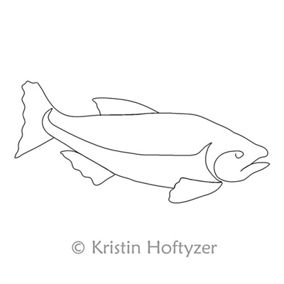 Digital Quilting Design Salmon Fish by Kristin Hoftyzer.