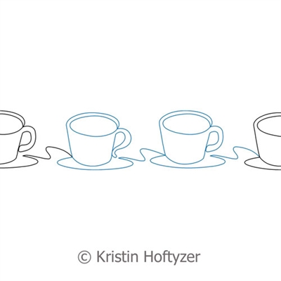 Digital Quilting Design Coffee Cup Border by Kristin Hoftyzer.