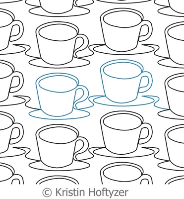 Digital Quilting Design Coffee Cups Panto by Kristin Hoftyzer.