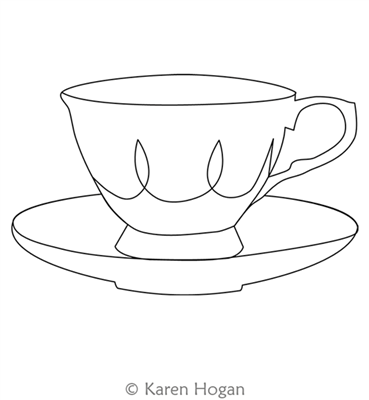Digital Quilting Design Teacup and Saucer Motif by Karen Hogan.