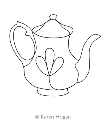 Digital Quilting Design Teapot Motif by Karen Hogan.