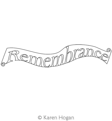 Digital Quilting Design Word Remembrance Scroll by Karen Hogan.