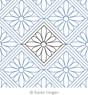 Daisy Tile by Karen Hogan. This image demonstrates how this computerized pattern will stitch out once loaded on your robotic quilting system. A full page pdf is included with the design download.