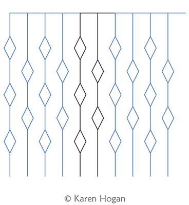 Diamond Piano Keys by Karen Hogan. This image demonstrates how this computerized pattern will stitch out once loaded on your robotic quilting system. A full page pdf is included with the design download.