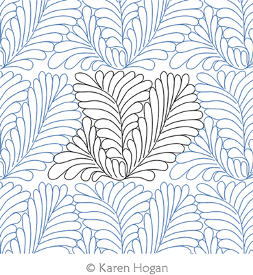 Helen's Fern Feather by Karen Hogan. This image demonstrates how this computerized pattern will stitch out once loaded on your robotic quilting system. A full page pdf is included with the design download.