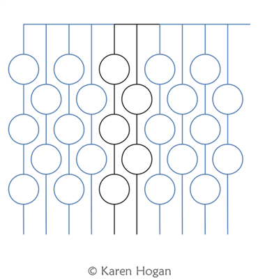 Large Circles Piano Keys by Karen Hogan. This image demonstrates how this computerized pattern will stitch out once loaded on your robotic quilting system. A full page pdf is included with the design download.