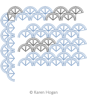 Lemon Slices Border and Corner by Karen Hogan. This image demonstrates how this computerized pattern will stitch out once loaded on your robotic quilting system. A full page pdf is included with the design download.