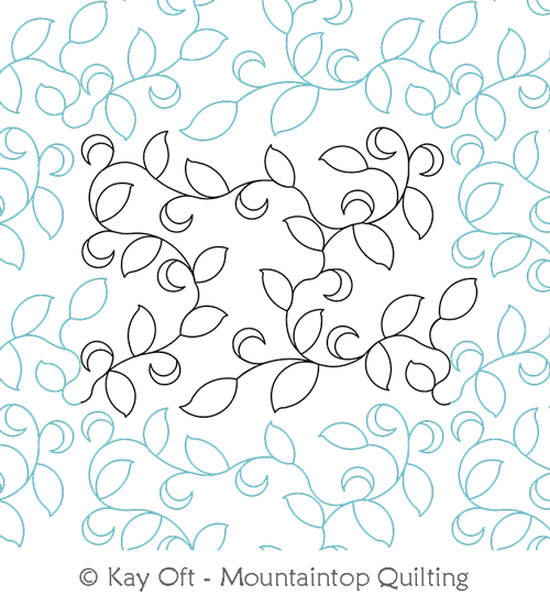 Digital Quilting Design Curvy Vines and Leaves E2E by Mountaintop Quilting Studio.