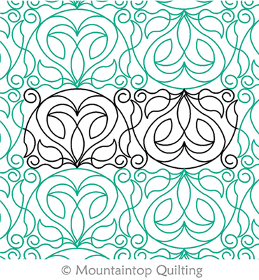 Digital Quilting Design Hearts and Vines Flipped by Mountaintop Quilting Studio.