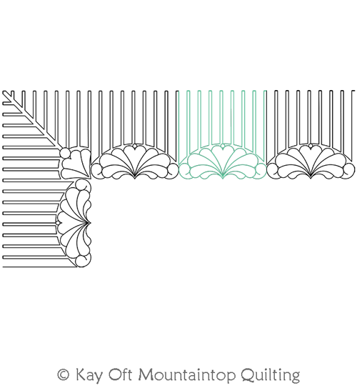 Digital Quilting Design Scallop Feather Border and Corner by Mountaintop Quilting Studio.