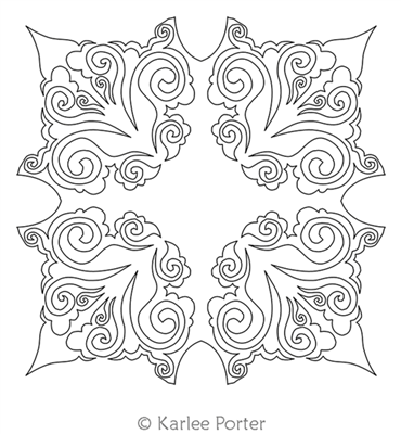 Digital Quilting Design Damask Curl Block by Karlee Porter.