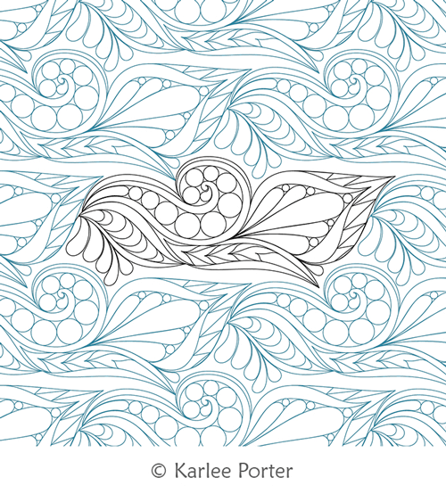 Ebb and Flow by Karlee Porter. This image demonstrates how this computerized pattern will stitch out once loaded on your robotic quilting system. A full page pdf is included with the design download.