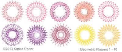 Digital Quilting Design Geometric Flower Set 1 by Karlee Porter.
