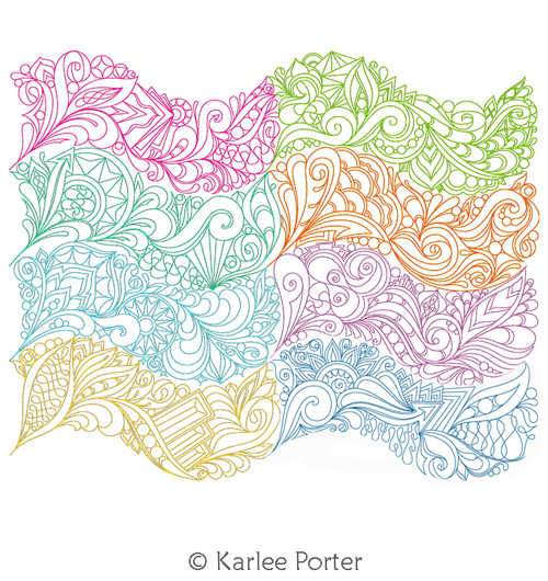 Graffiti Quilting Modular E2E Set by Karlee Porter. This image demonstrates how this computerized pattern will stitch out once loaded on your robotic quilting system. A full page pdf is included with the design download.