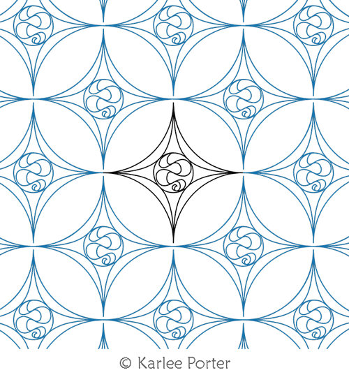 Orange Peel Medallion Ribbon by Karlee Porter. This image demonstrates how this computerized pattern will stitch out once loaded on your robotic quilting system. A full page pdf is included with the design download.