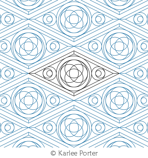 Sacred Geometry Inertia by Karlee Porter. This image demonstrates how this computerized pattern will stitch out once loaded on your robotic quilting system. A full page pdf is included with the design download.