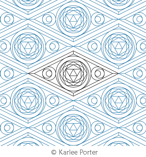 Sacred Geometry Introspect by Karlee Porter. This image demonstrates how this computerized pattern will stitch out once loaded on your robotic quilting system. A full page pdf is included with the design download.