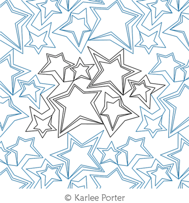 Seeing Stars by Karlee Porter. This image demonstrates how this computerized pattern will stitch out once loaded on your robotic quilting system. A full page pdf is included with the design download.