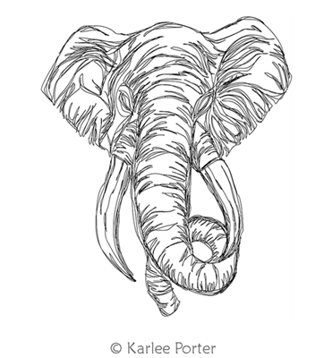 Digital Quilting Design Sketchy Elephant 1 by Karlee Porter.
