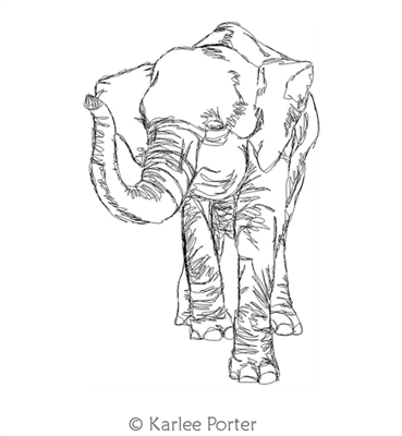 Digital Quilting Design Sketchy Elephant 3 by Karlee Porter.