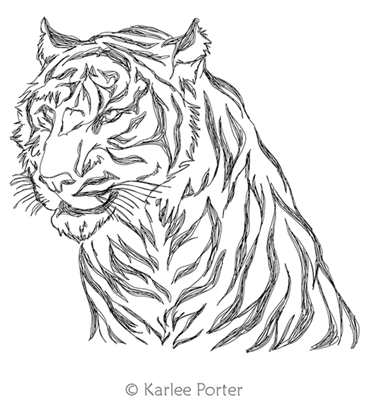 Digital Quilting Design Sketchy Tiger by Karlee Porter.