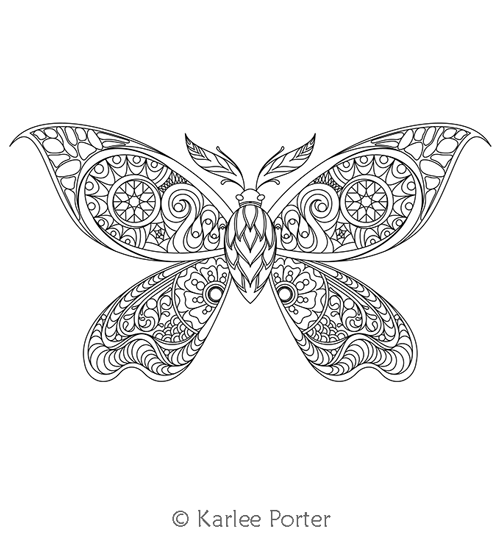Digital Quilting Design Specimen Butterfly 1 Complex Motif by Karlee Porter.