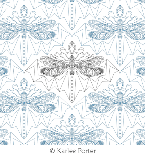 Digital Quilting Design Specimen Dragonfly 1 Complex E2E by Karlee Porter.