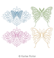 Digital Quilting Design Specimen Moth 1 Set of 4 by Karlee Porter.