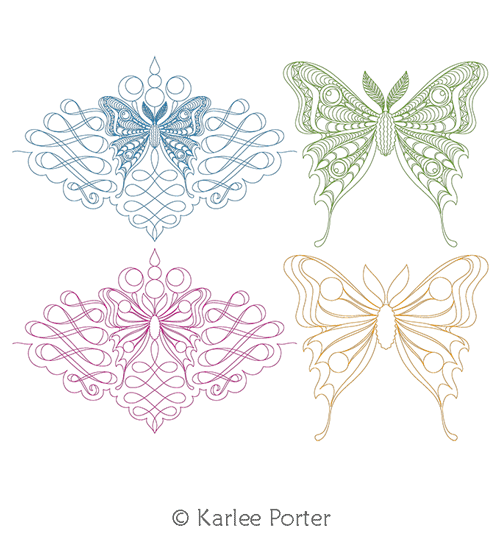 Digital Quilting Design Specimen Moth 1 Set of 4 by Karlee Porter.