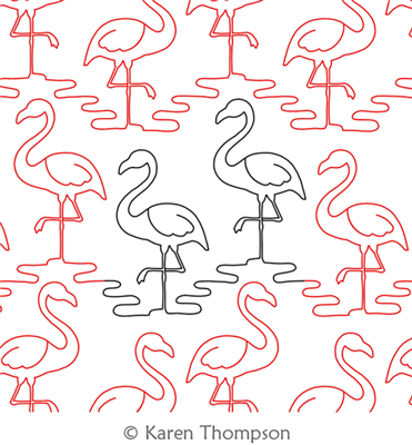 Digital Quilting Design Flamingo Pose by Karen Thompson.