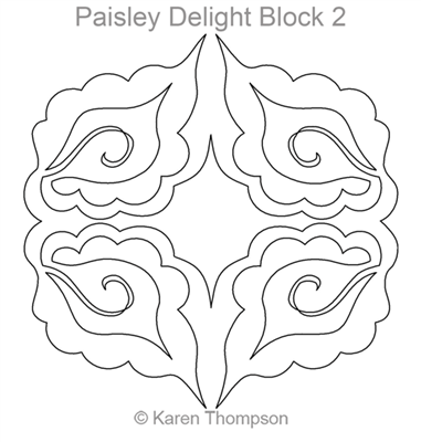 Digital Quilting Design Paisley Delight Block 2 by Karen Thompson.