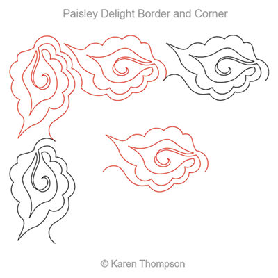 Digital Quilting Design Paisley Delight Border and Corner by Karen Thompson.